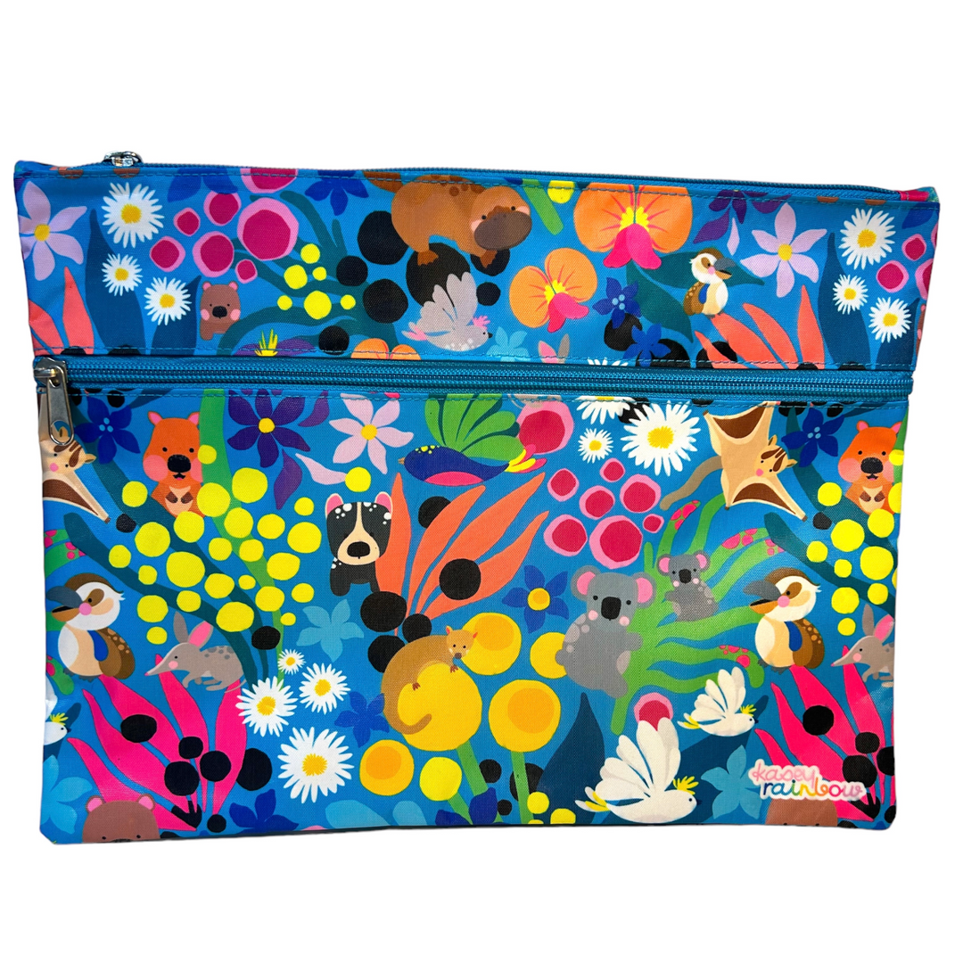 Got It Covered Pencil Case LARGE 2 Zip - Kasey Rainbow Australiana