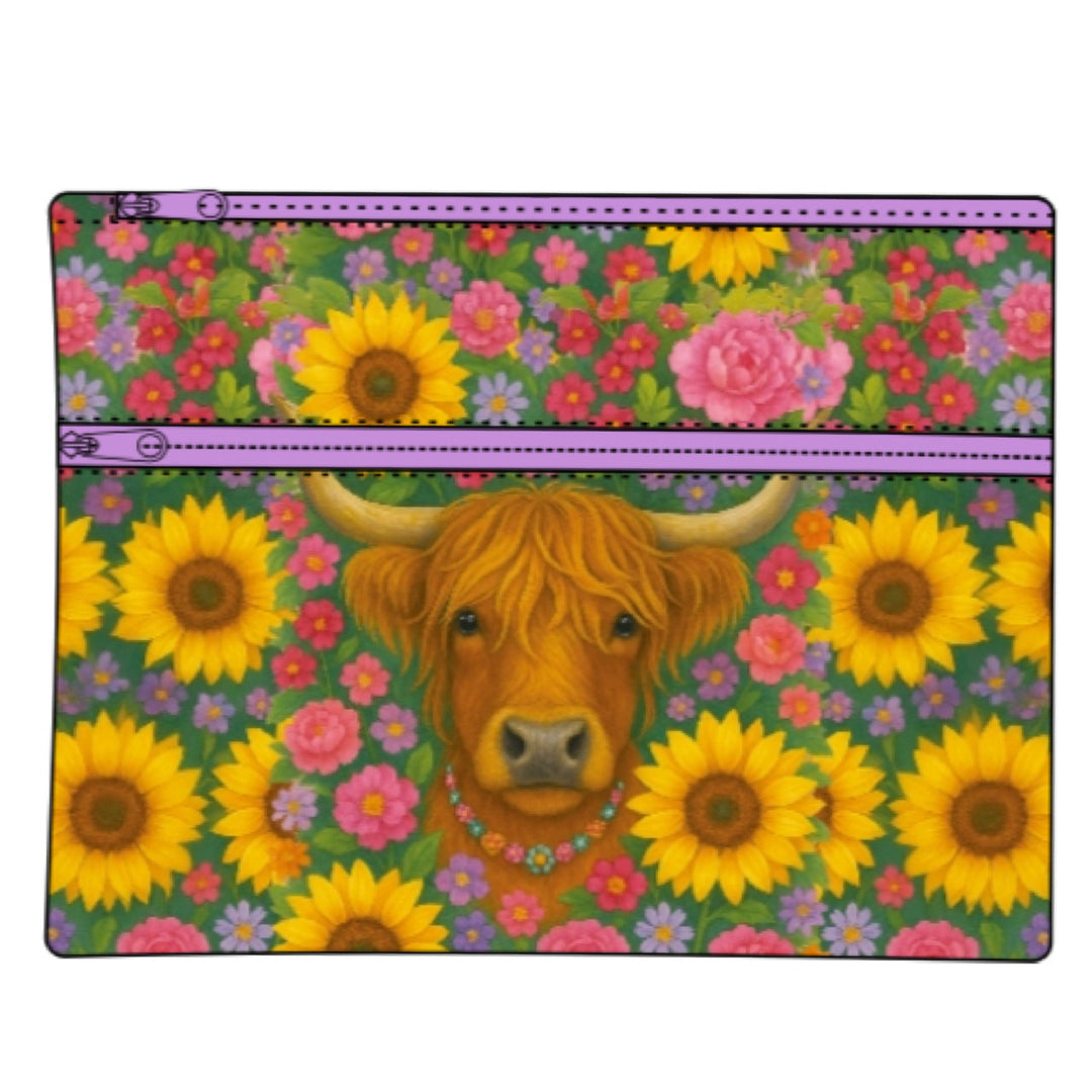 Got It Covered Pencil Case LARGE 2 Zip - Highland Cow