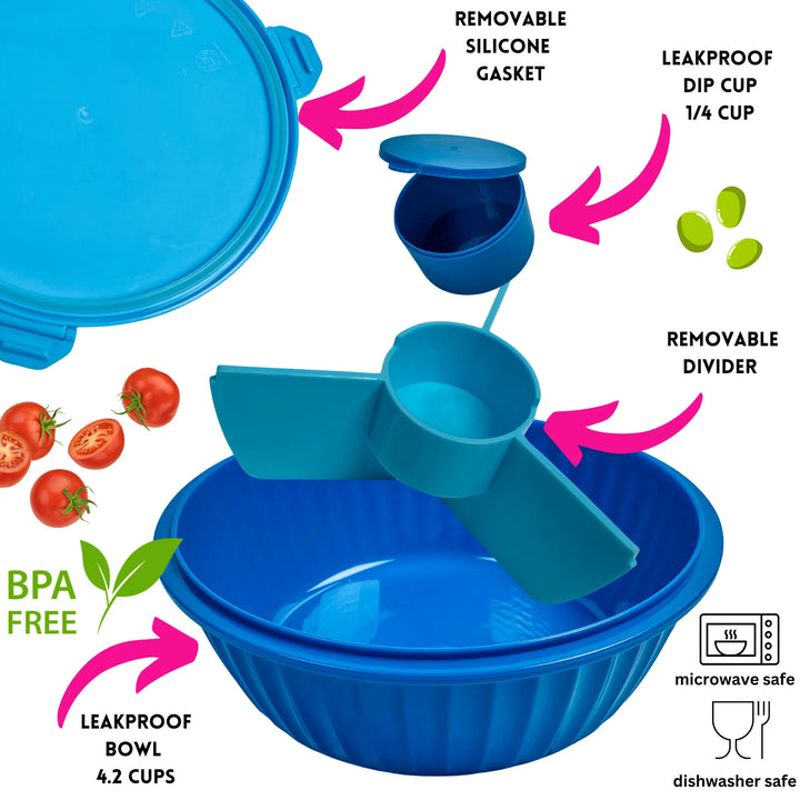 Yumbox Leakproof Divided Poke Salad Bowl - Hawaii Blue