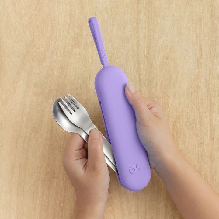 OmieBox UP Pod & Stainless Steel Cutlery Set - Violet