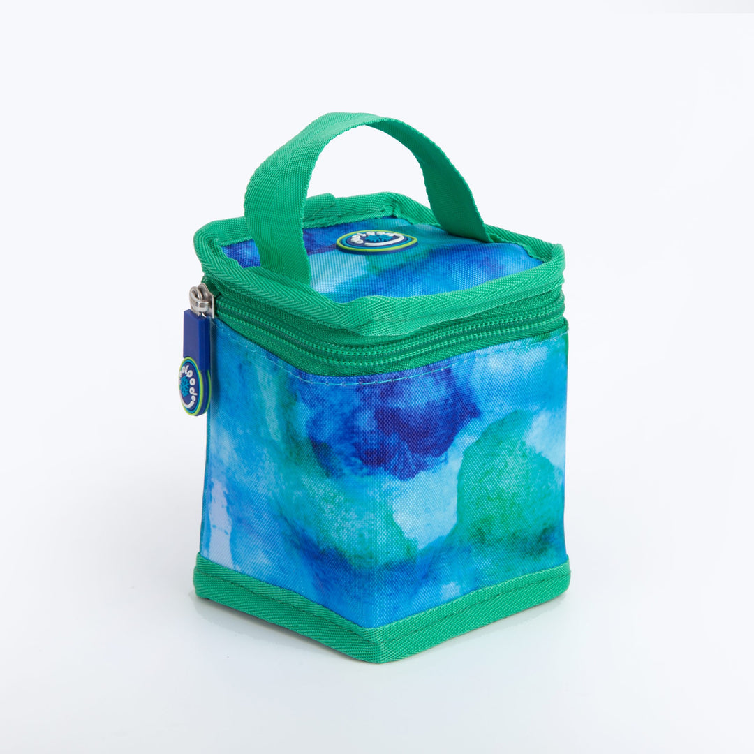 CoolPod Freezable Yoghurt Insulated Bag With Spoon - Watercolour/Mint