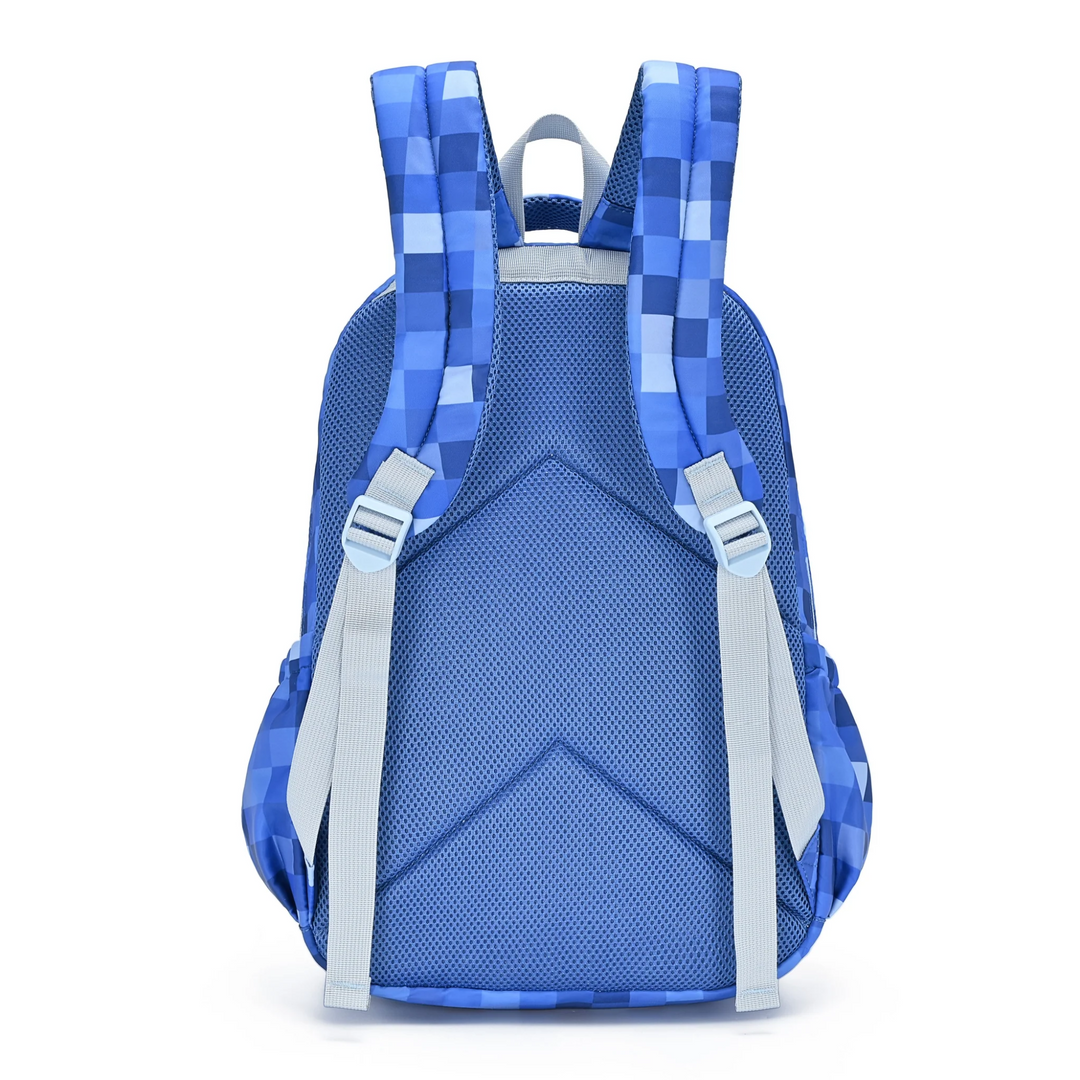 Kinnder Campus/Junior Backpack + Insulated Lunch Bag + Ice Pack Bundle - Blue Pixel