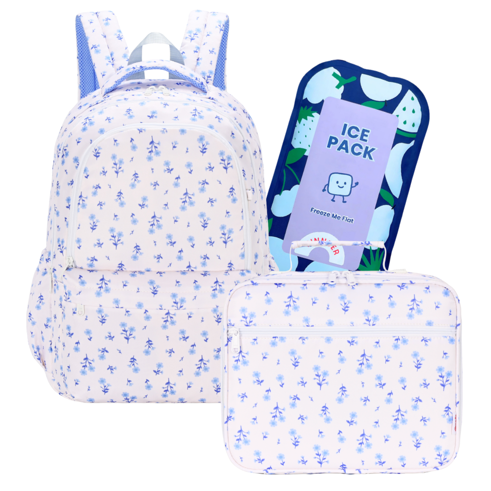 Kinnder Campus/Junior Backpack + Insulated Lunch Bag + Ice Pack Bundle - Delilah