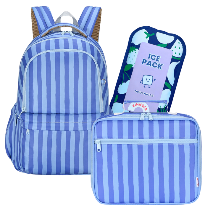Kinnder Campus/Junior Backpack + Insulated Lunch Bag + Ice Pack Bundle - Paros