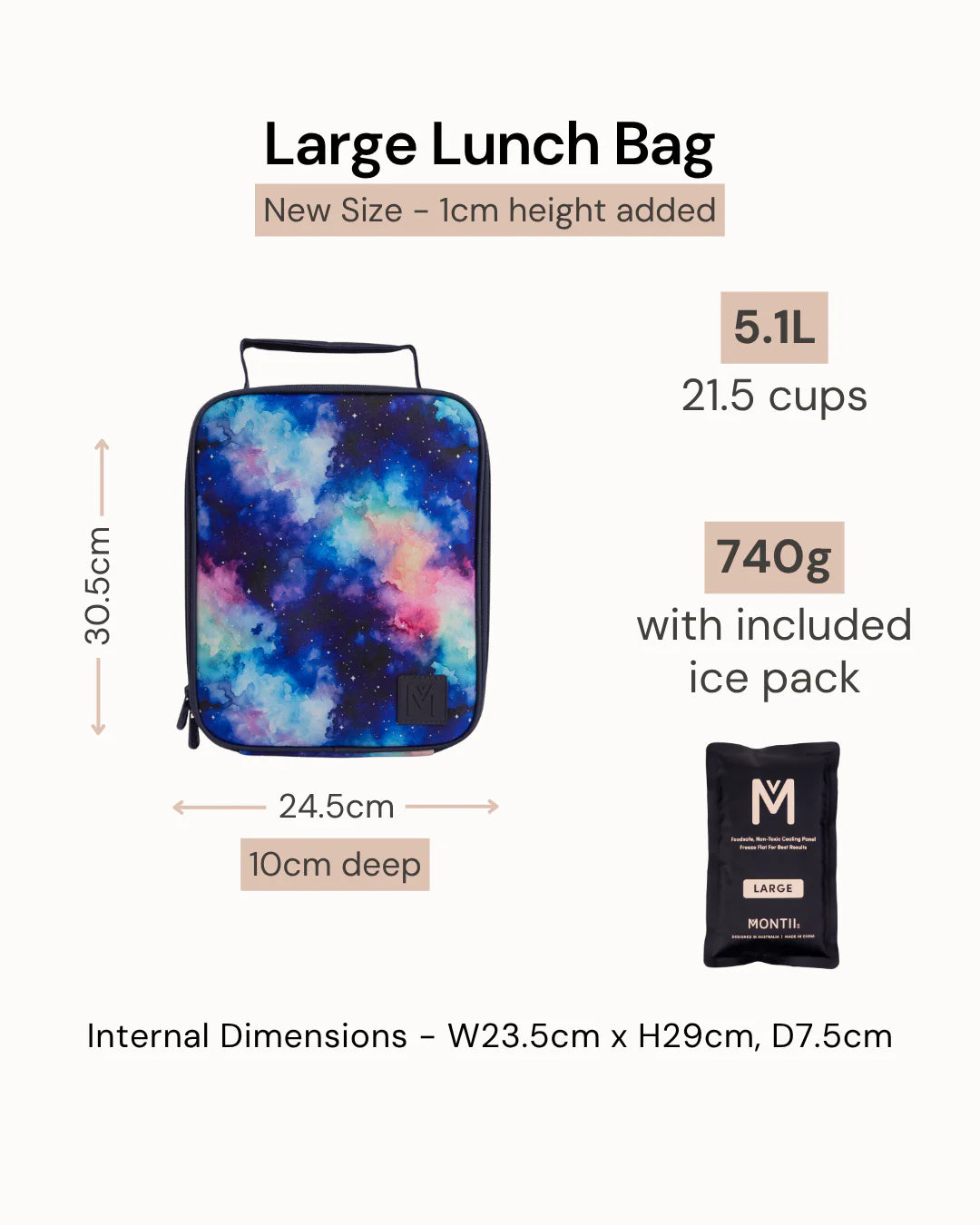 MontiiCo Large Insulated Lunch Bag - Safari