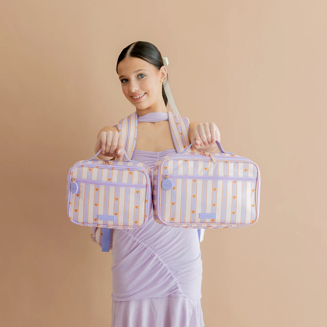 PRE-ORDER Fox & Fallow Insulated Lunch Bag - LARGE - Lilac Stripe