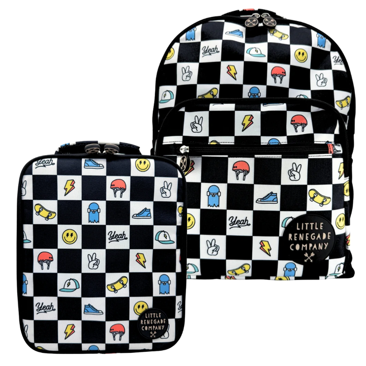 Little Renegade Company Insulated Lunch Bag + Backpack Bundle - Checkmate