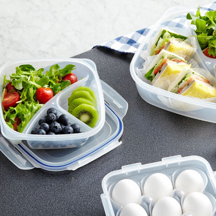LocknLock Classic 3 Section Lunch Container - Clear - 750ml