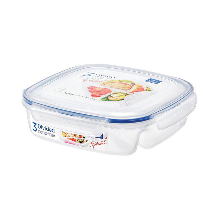 LocknLock Classic 3 Section Lunch Container - Clear - 750ml