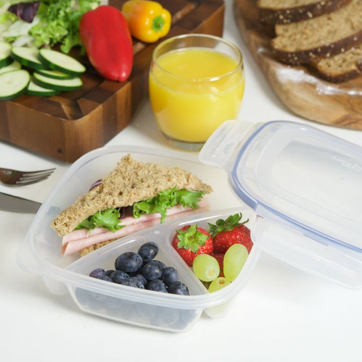 LocknLock Classic 3 Section Lunch Container - Clear - 750ml
