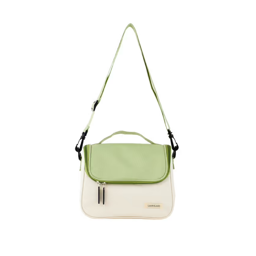 LocknLock Insulated Lunch Bag with Strap - Green & Beige