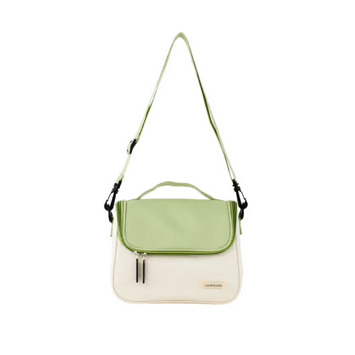 LocknLock Insulated Lunch Bag with Strap - Green & Beige