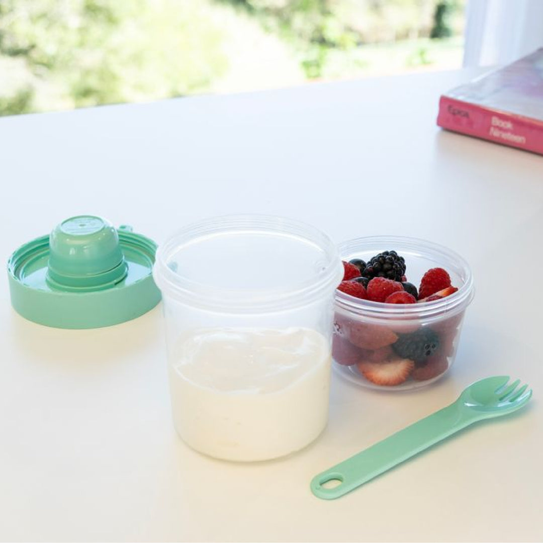 LocknLock To-Go 2 Way Container with Fork - Aqua