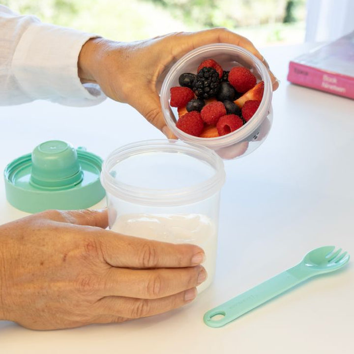 LocknLock To-Go 2 Way Container with Fork - Aqua