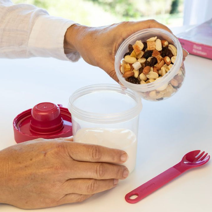 LocknLock To-Go 2 Way Container with Fork - Hot Pink