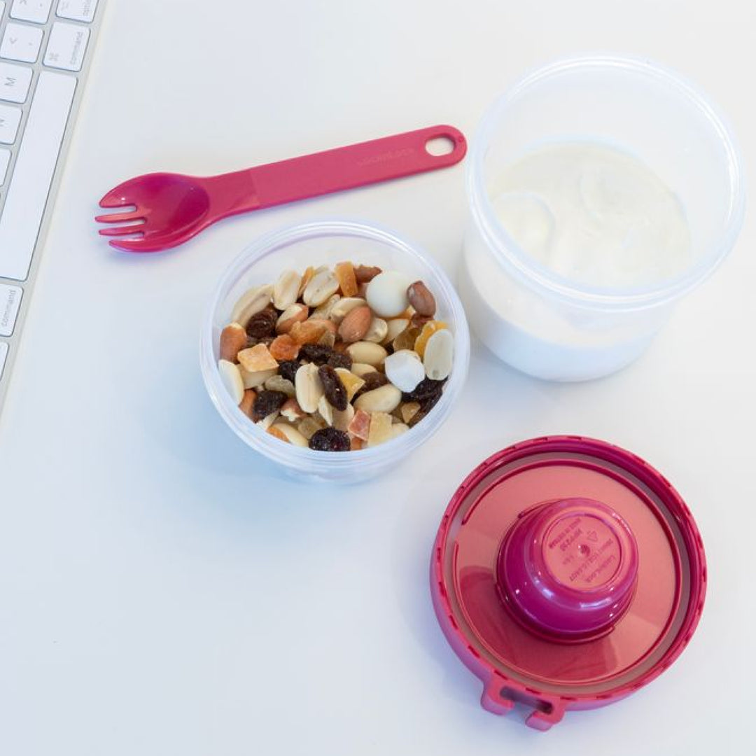 LocknLock To-Go 2 Way Container with Fork - Hot Pink