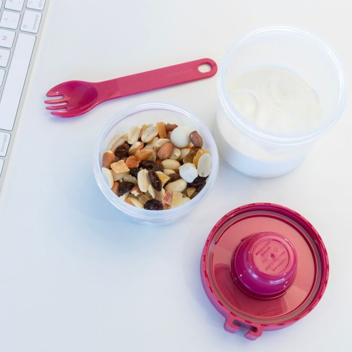 LocknLock To-Go 2 Way Container with Fork - Hot Pink