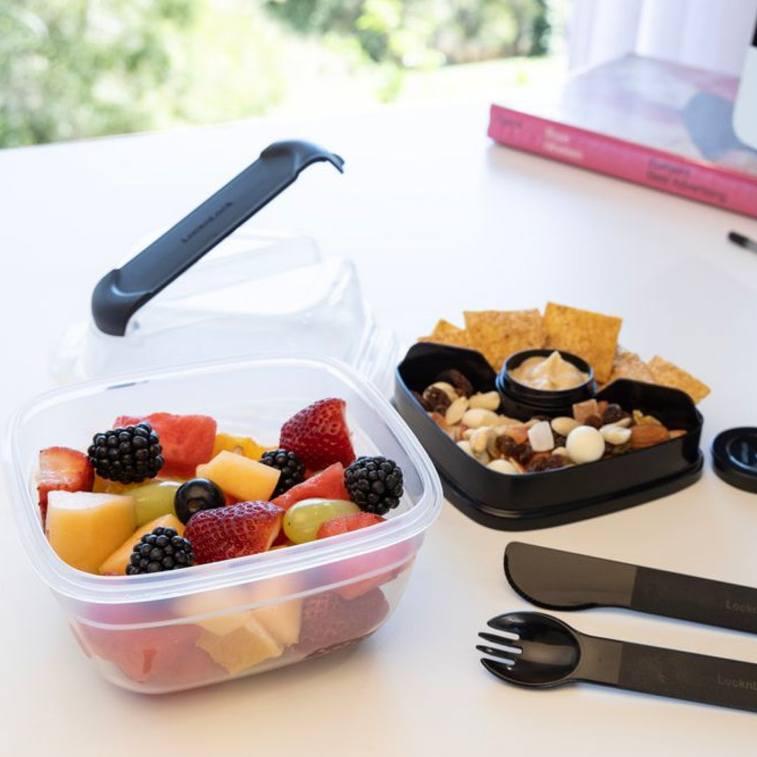 LocknLock To-Go 2 in 1 Salad Container - Black - 1.5L