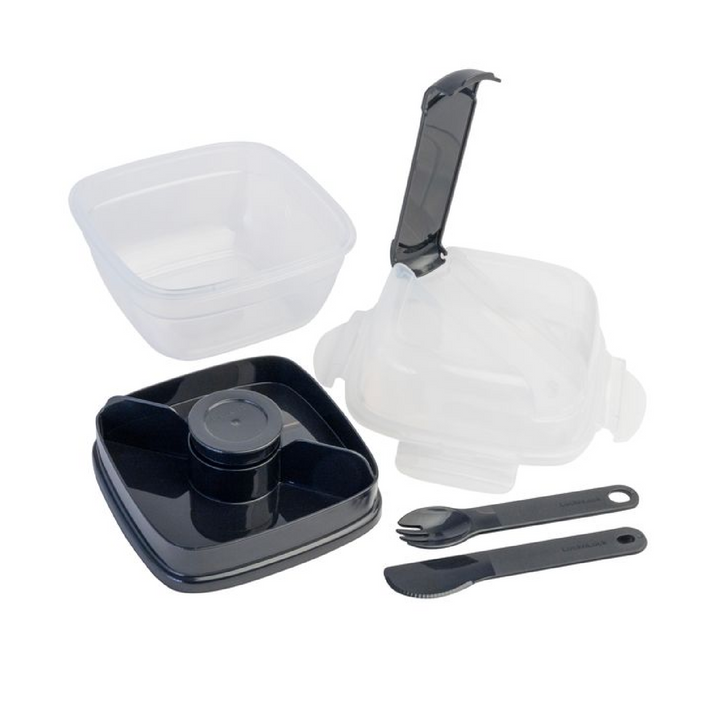 LocknLock To-Go 2 in 1 Salad Container - Black - 1.5L