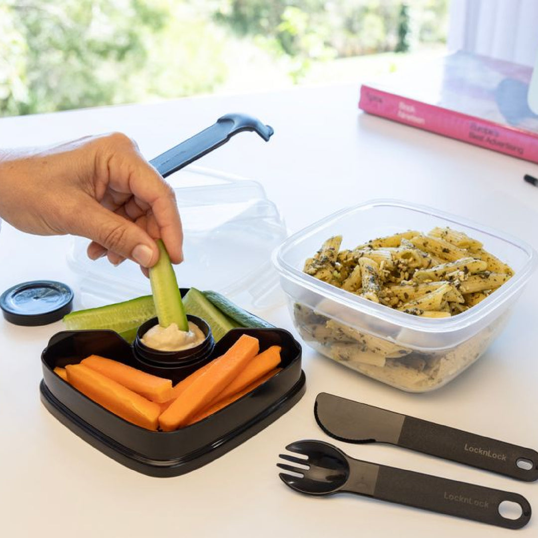 LocknLock To-Go 2 in 1 Salad Container - Black - 1.5L