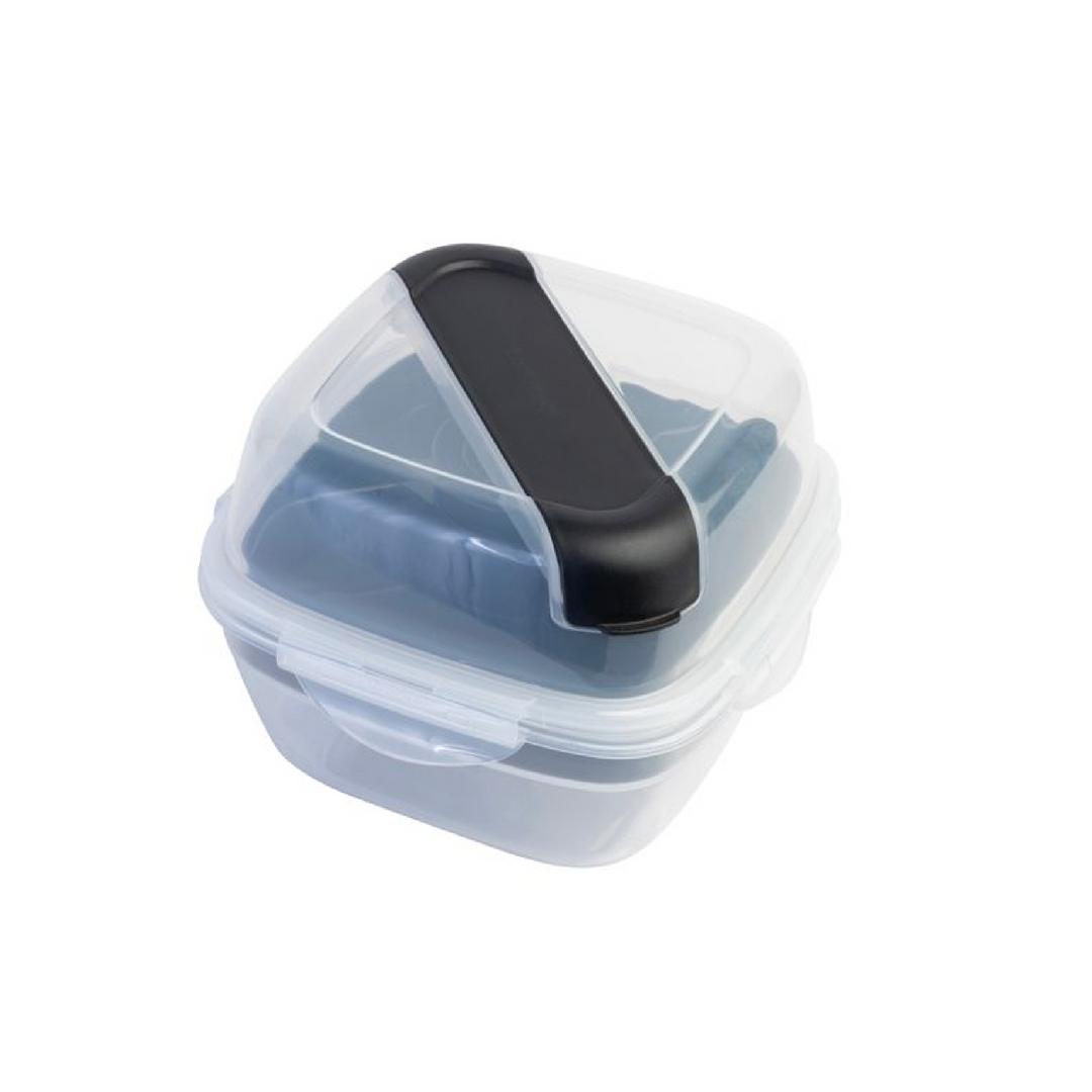 LocknLock To-Go 2 in 1 Salad Container - Black - 1.5L