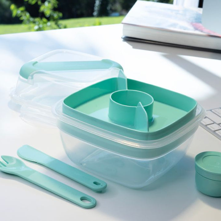 LocknLock To-Go 2 in 1 Salad Container - Aqua - 1.5L