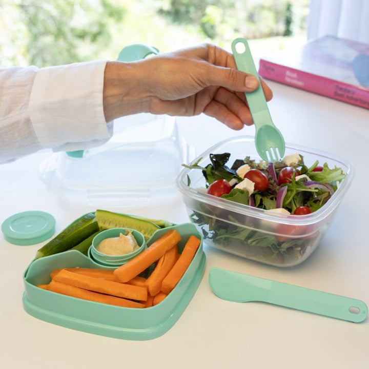 LocknLock To-Go 2 in 1 Salad Container - Aqua - 1.5L