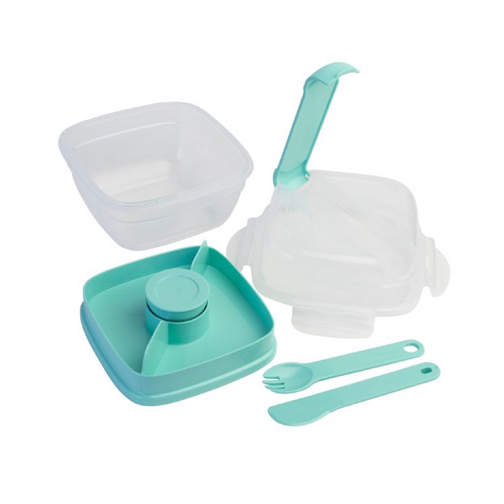LocknLock To-Go 2 in 1 Salad Container - Aqua - 1.5L