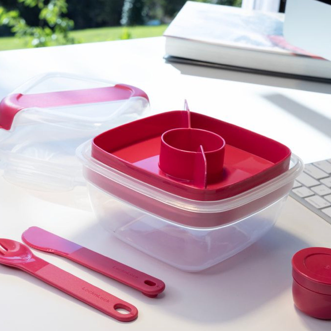 LocknLock To-Go 2 in 1 Salad Container - Hot Pink - 1.5L