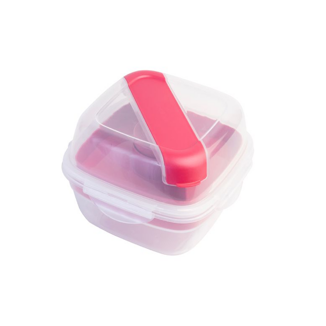 LocknLock To-Go 2 in 1 Salad Container - Hot Pink - 1.5L