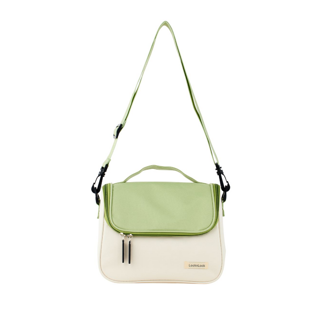 LocknLock Insulated Lunch Bag with Strap - Green & Cream