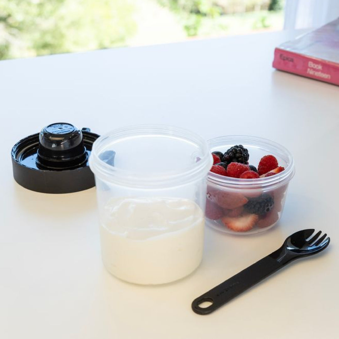 LocknLock To-Go 2 Way Container with Fork - Black