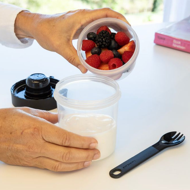 LocknLock To-Go 2 Way Container with Fork - Black