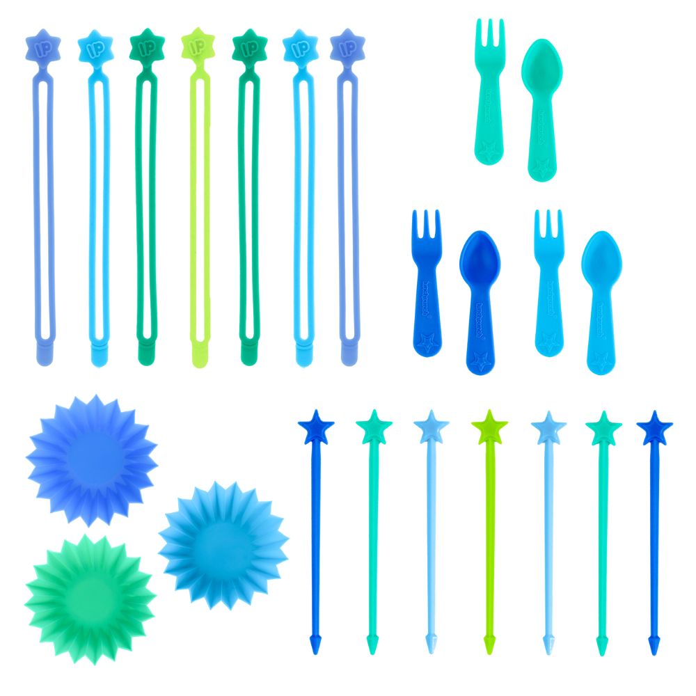 Lunch Punch Fork & Spoon, Wrap Band, Food Cups & STIX Bundle - Burst