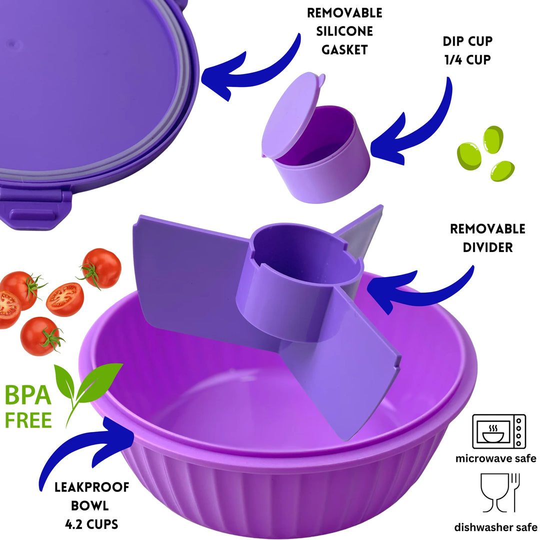 Yumbox Leakproof Divided Poke Salad Bowl - Maui Purple