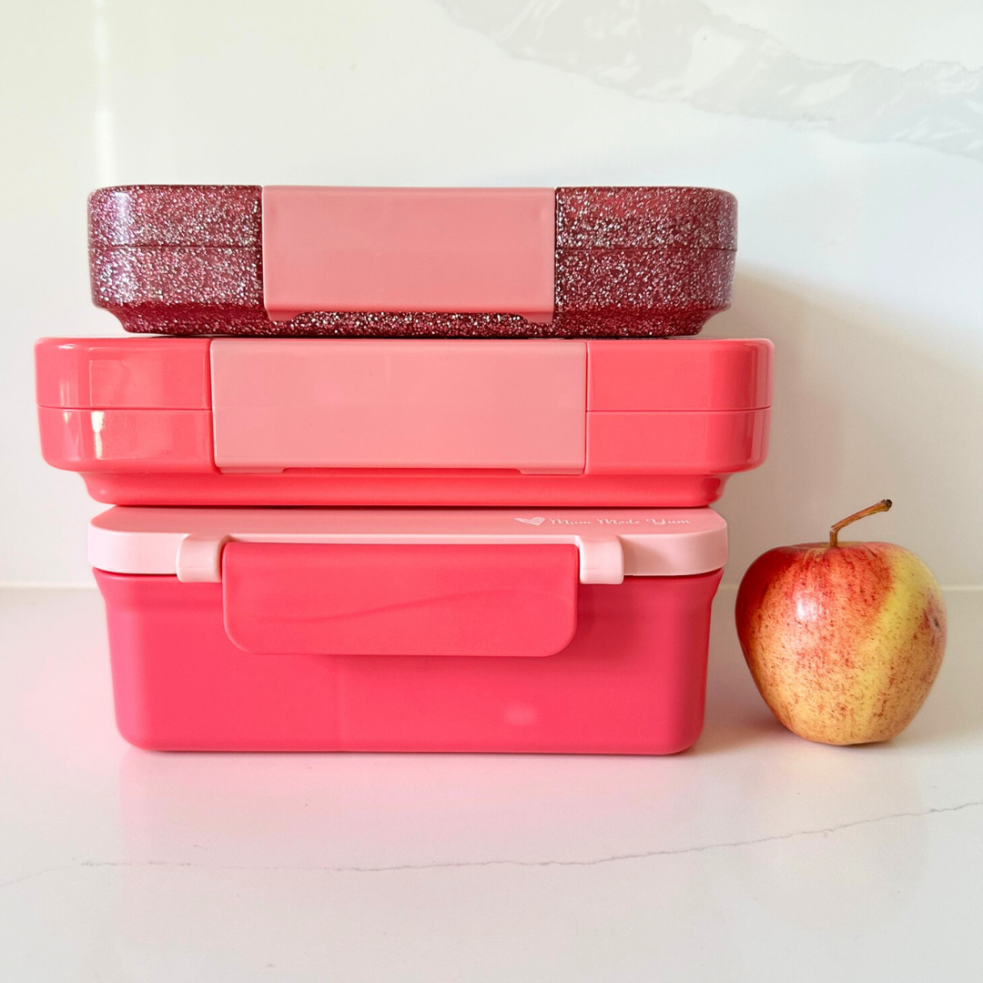 Mum Made Yum Medium Bento Lunch Box - Pink Sparkle Rainbow