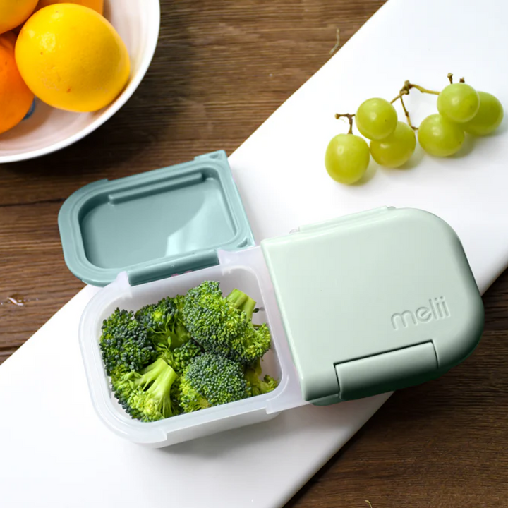 Melii Luxe 2 Compartment Snack Container - Blue & Mint