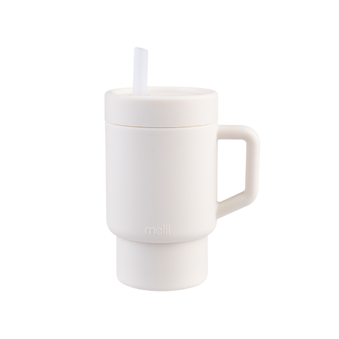 Melii Luxe Silicone Tumbler with Straw - Ivory - 265ml
