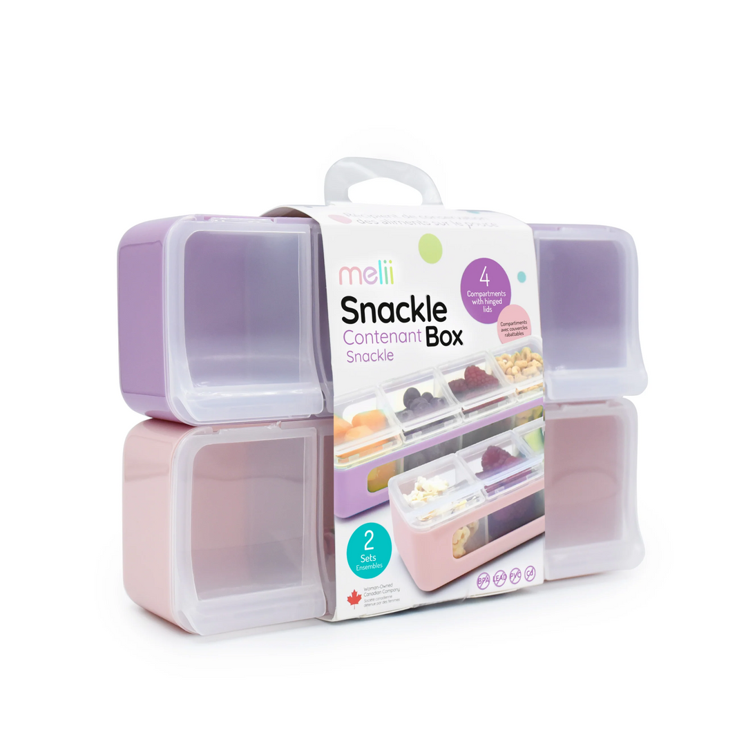 Melii 4 Compartment Snackle Box - 2pk - Pink/Purple