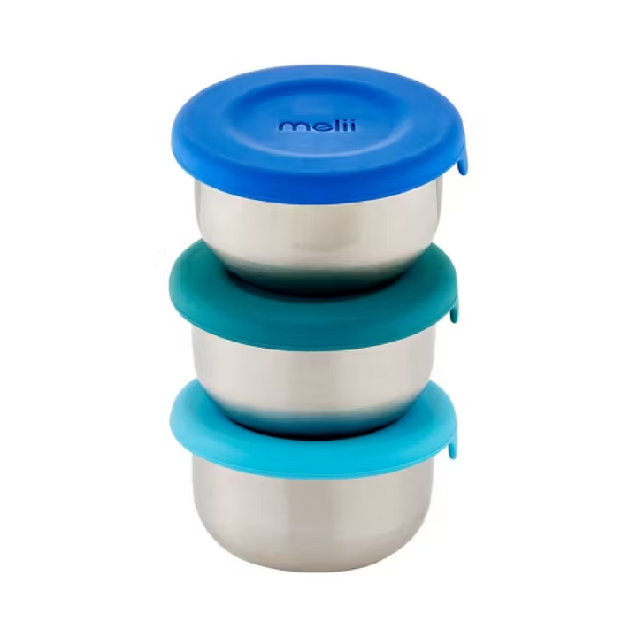 Melii Stainless Steel Condiment Containers - 3pk - Blue