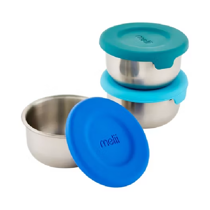 Melii Stainless Steel Condiment Containers - 3pk - Blue