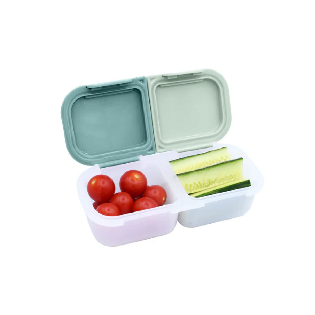 Melii Luxe 2 Compartment Snack Container - Blue & Mint