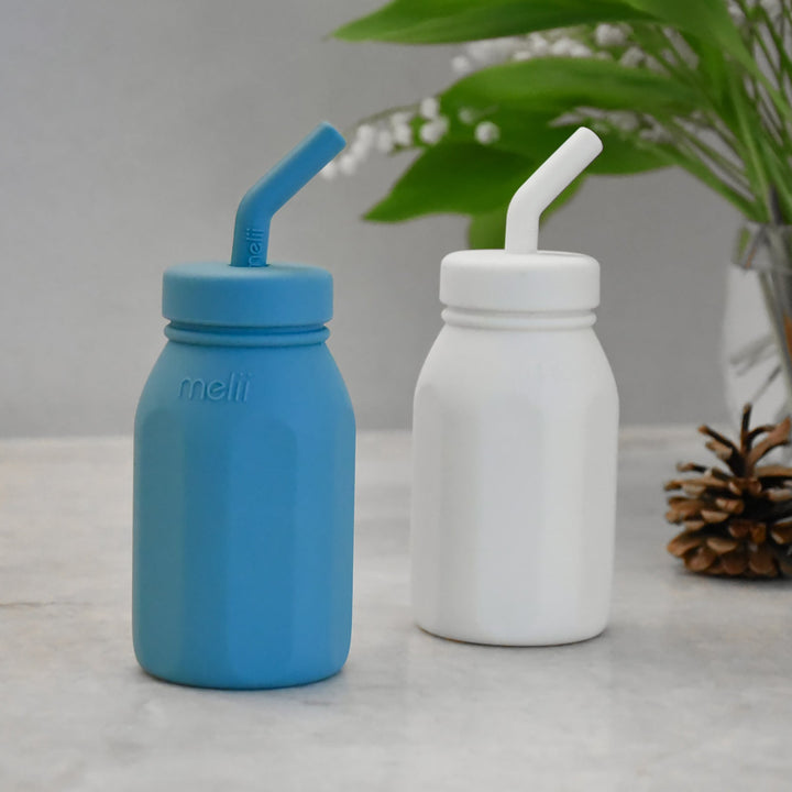 Melii Luxe Silicone Straw Bottle - Blue