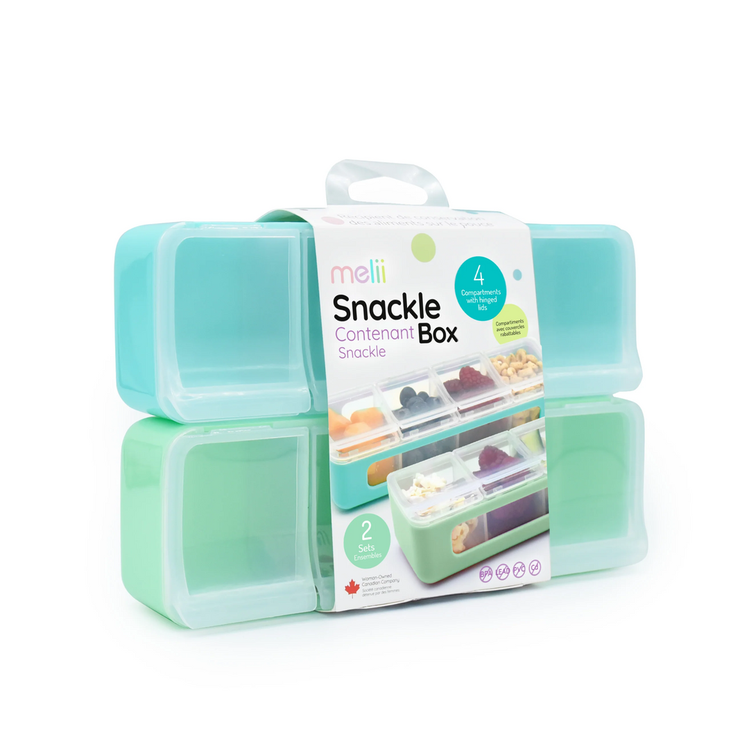 Melii 4 Compartment Snackle Box - 2pk - Turquoise/Mint