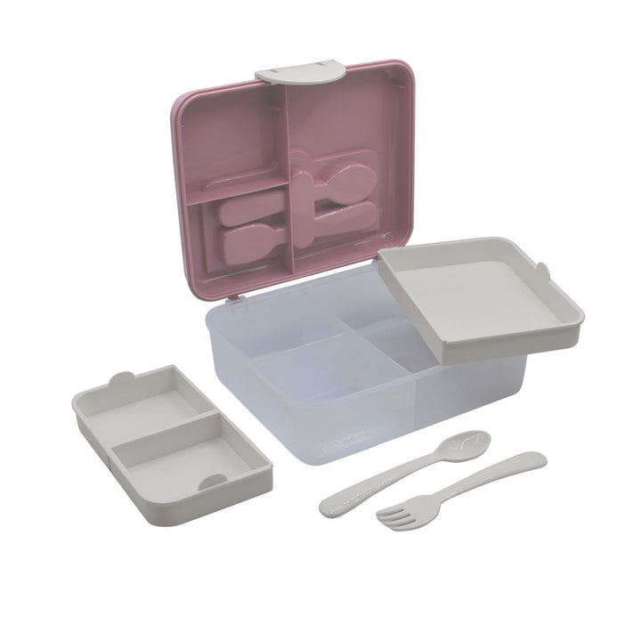 Melii Luxe Two Tier Bento Box with Utensils  - Pink