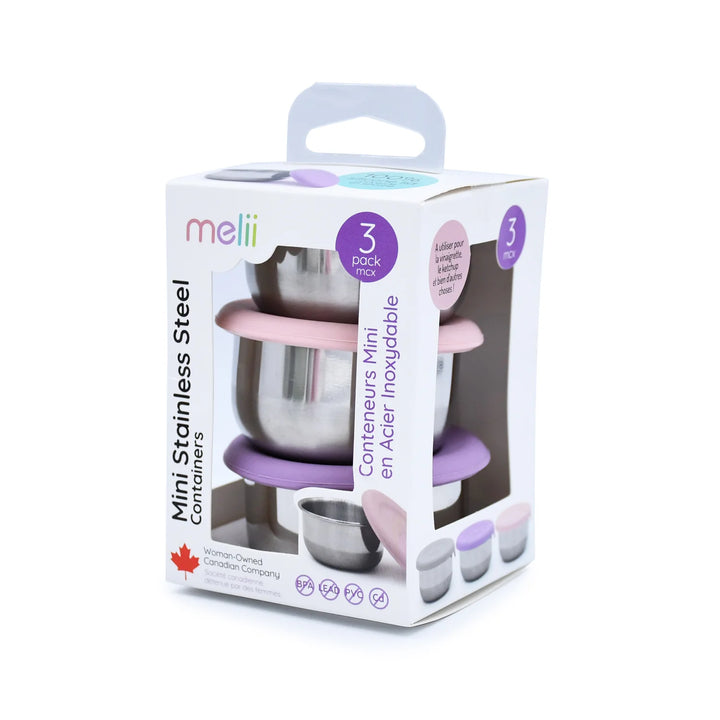 Melii Stainless Steel Condiment Containers - 3pk - Purple