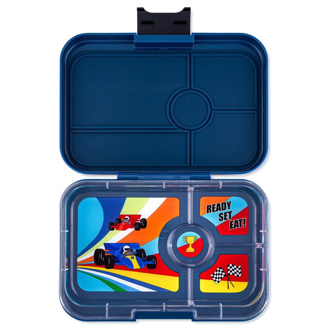 Yumbox Tapas Lunch Box 4 - Monte Carlo Blue - Race Car