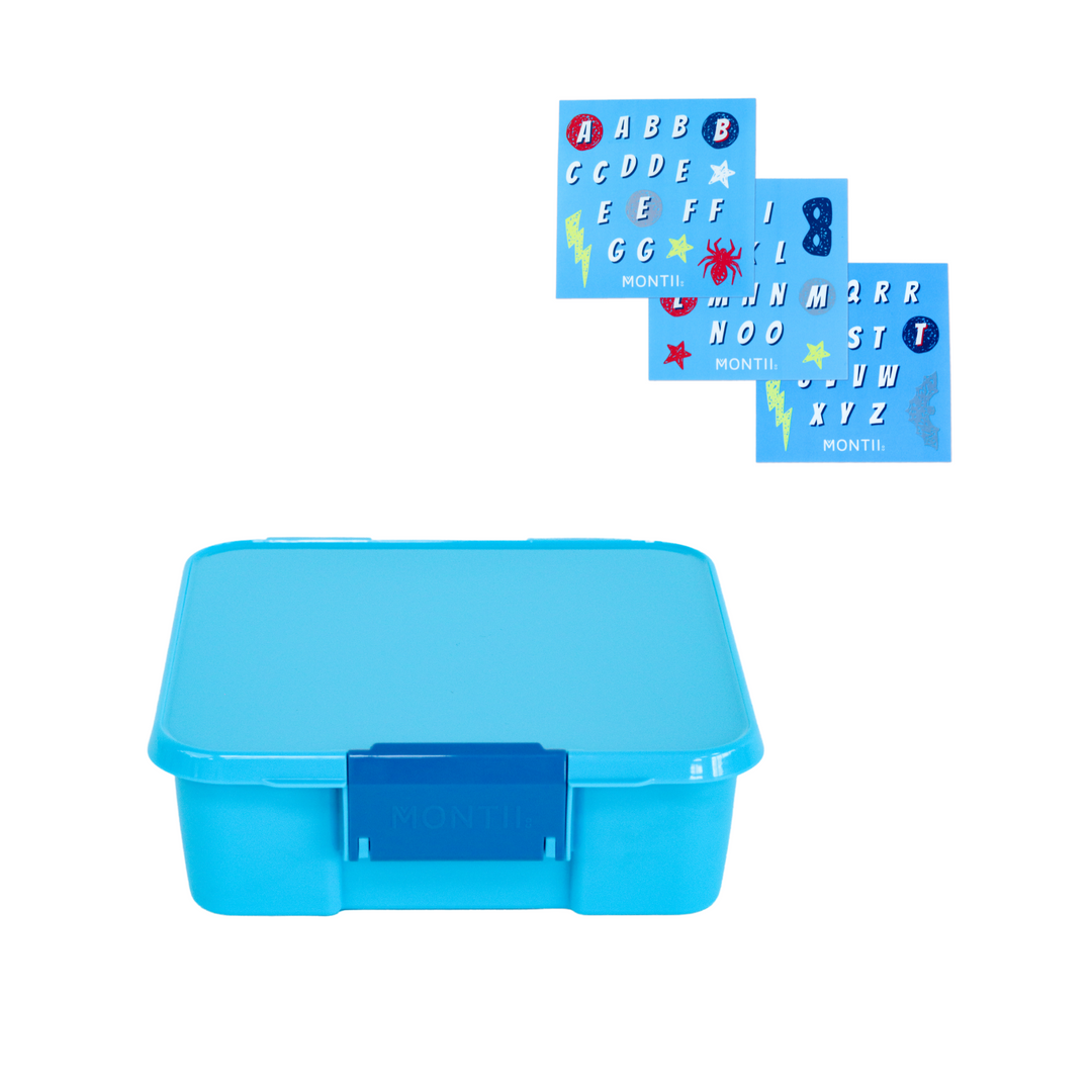 MontiiCo Bento Five Lunch Box - Coastal - Bonus Letter Stickers