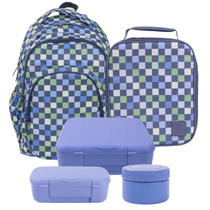 PRE-ORDER - MontiiCo Backpack + Lunch Bundle - Checkmate - FREE SHIPPING