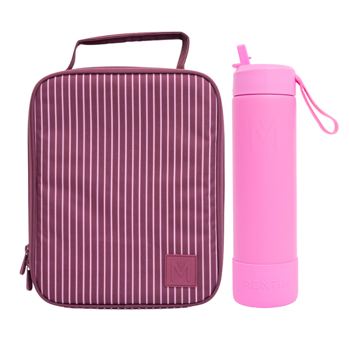 MontiiCo Large Lunch Bag & Sipper Bottle Bundle - Ruby